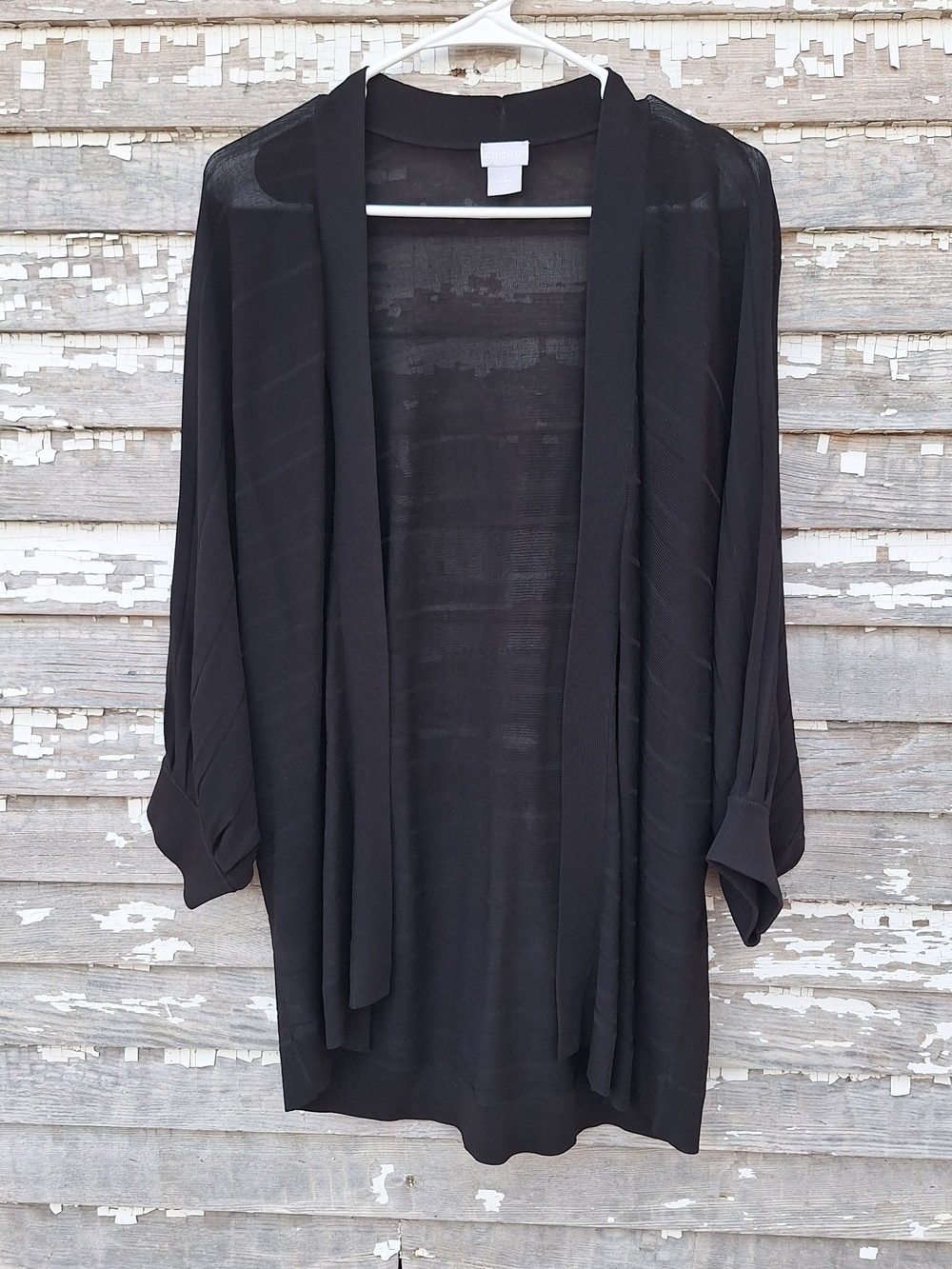 Chico's Black Open-Front Draped Cardigan Size 2 Large